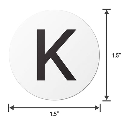 1.5in Stickers: Alphabet Letter K Label (Capital)