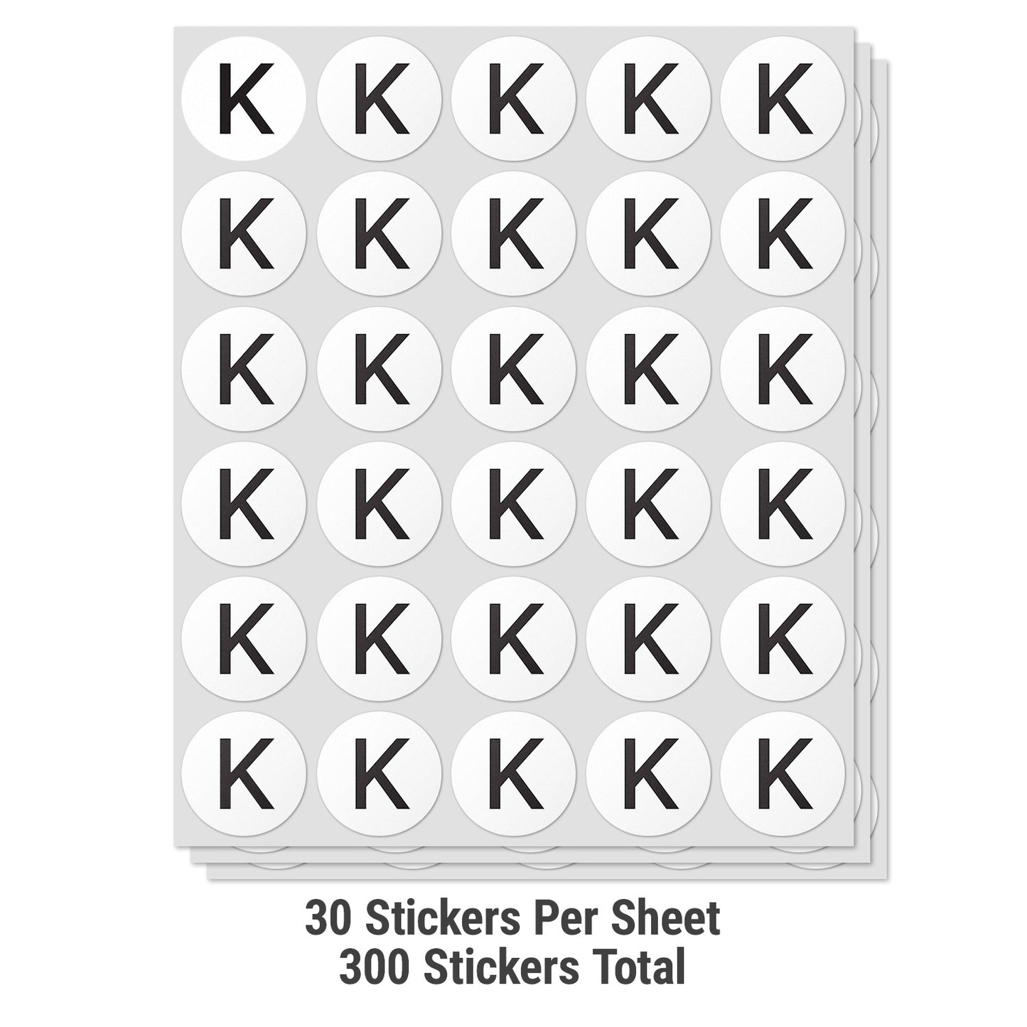 1.5in Stickers: Alphabet Letter K Label (Capital)