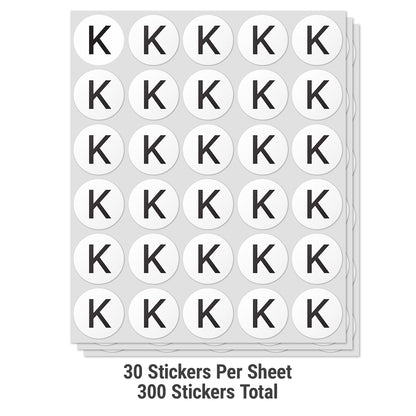 1.5in Stickers: Alphabet Letter K Label (Capital)