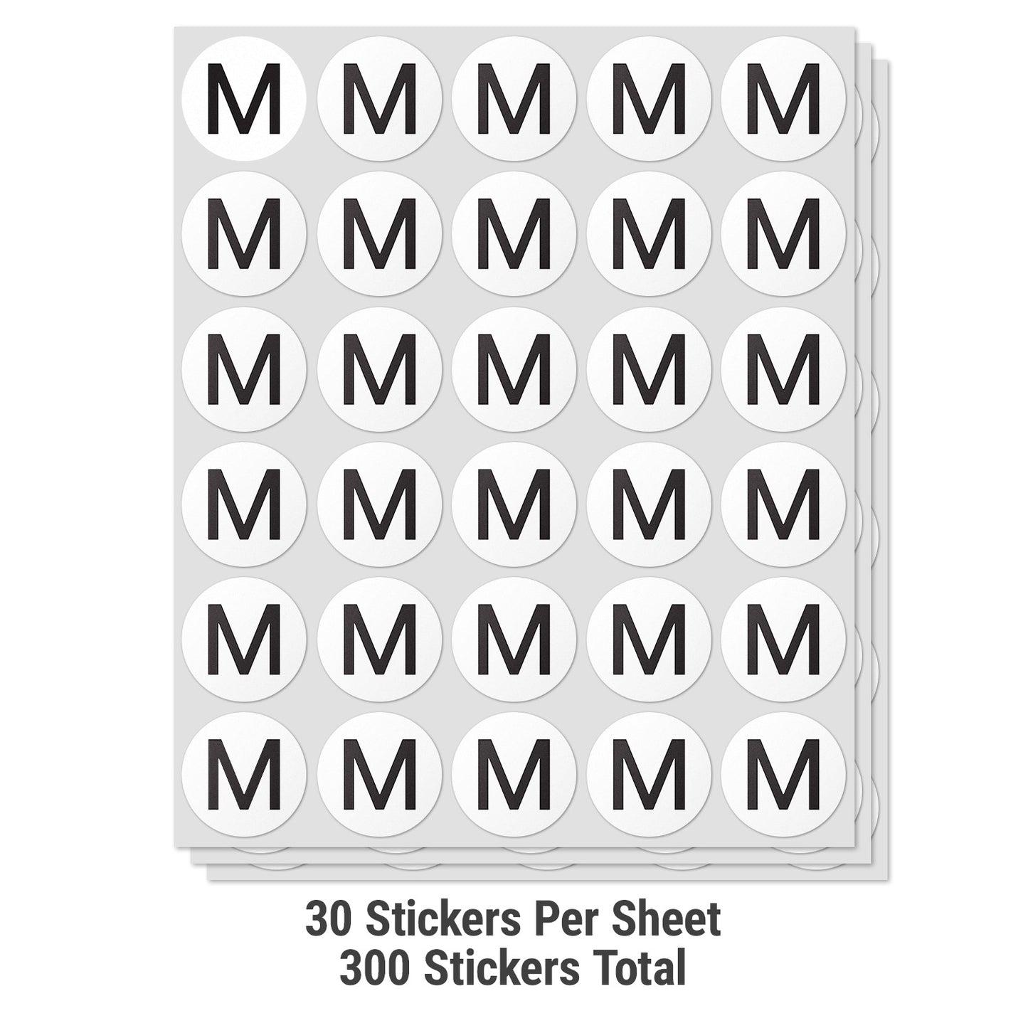 1.5 inch Alphabet Letter M Sticker (Sheets)
