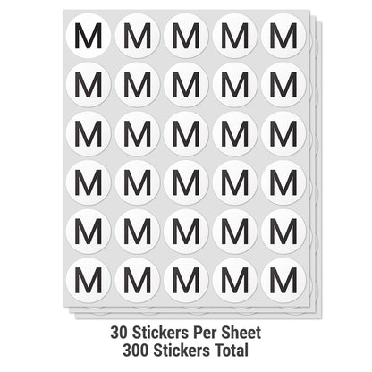 1.5 inch Alphabet Letter M Sticker (Sheets)