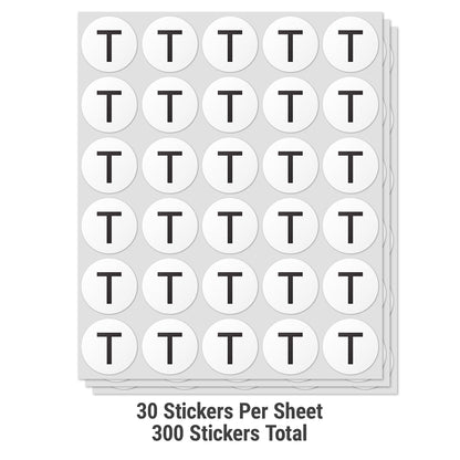 1.5 inch Alphabet Letter T Sticker (Sheets)
