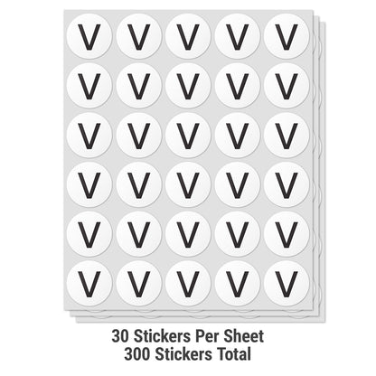1.5 inch Alphabet Letter V Sticker (Sheets)