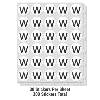 1.5 inch Alphabet Letter W Sticker (Sheets)