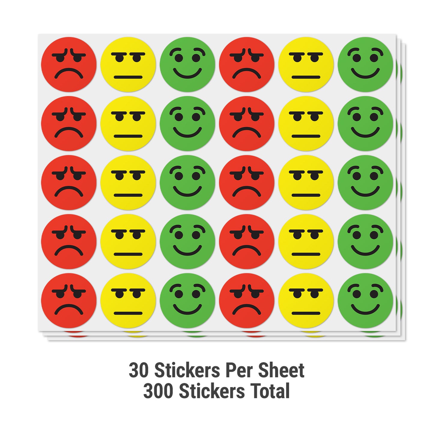 1in Smiley Sad Neutral Face Labels (Sheet)