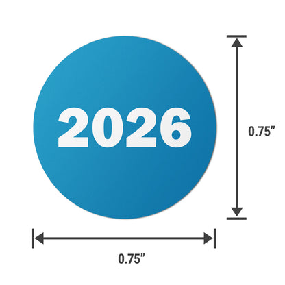 0.75in 2026 Year Label Blue (Sheet)