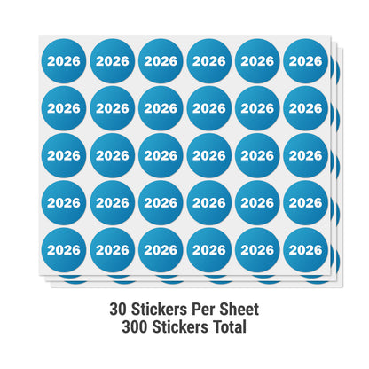 0.75in 2026 Year Label Blue (Sheet)