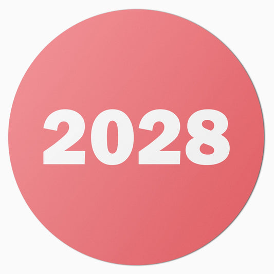 0.75in 2028 Year Label Red (Sheet)