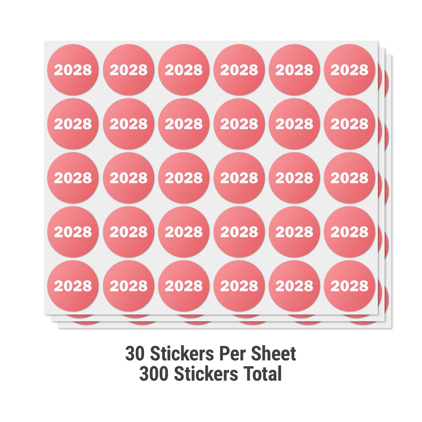 0.75in 2028 Year Label Red (Sheet)