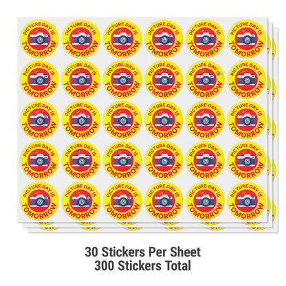2in Stickers: Picture Day is Tomorrow Labels
