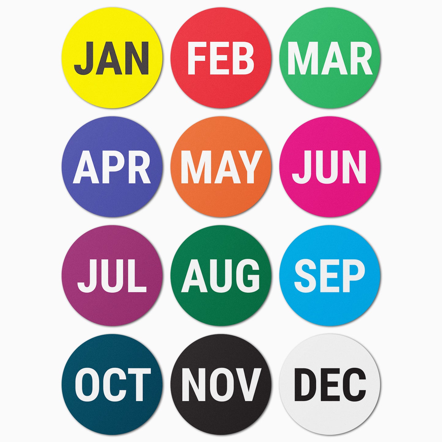 1in January to December Month Labels Multi-Colored (Sheet)