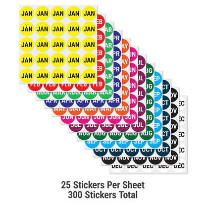 1in January to December Month Labels Multi-Colored (Sheet)
