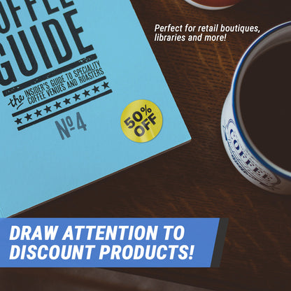 1in Stickers: Retail Discount Labels 10 Percent to 75 Percent Off (320 pcs)