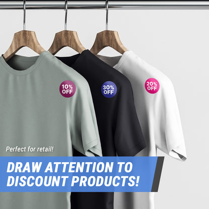 1in Stickers: Retail Discount Labels 10 Percent to 75 Percent Off (320 pcs)