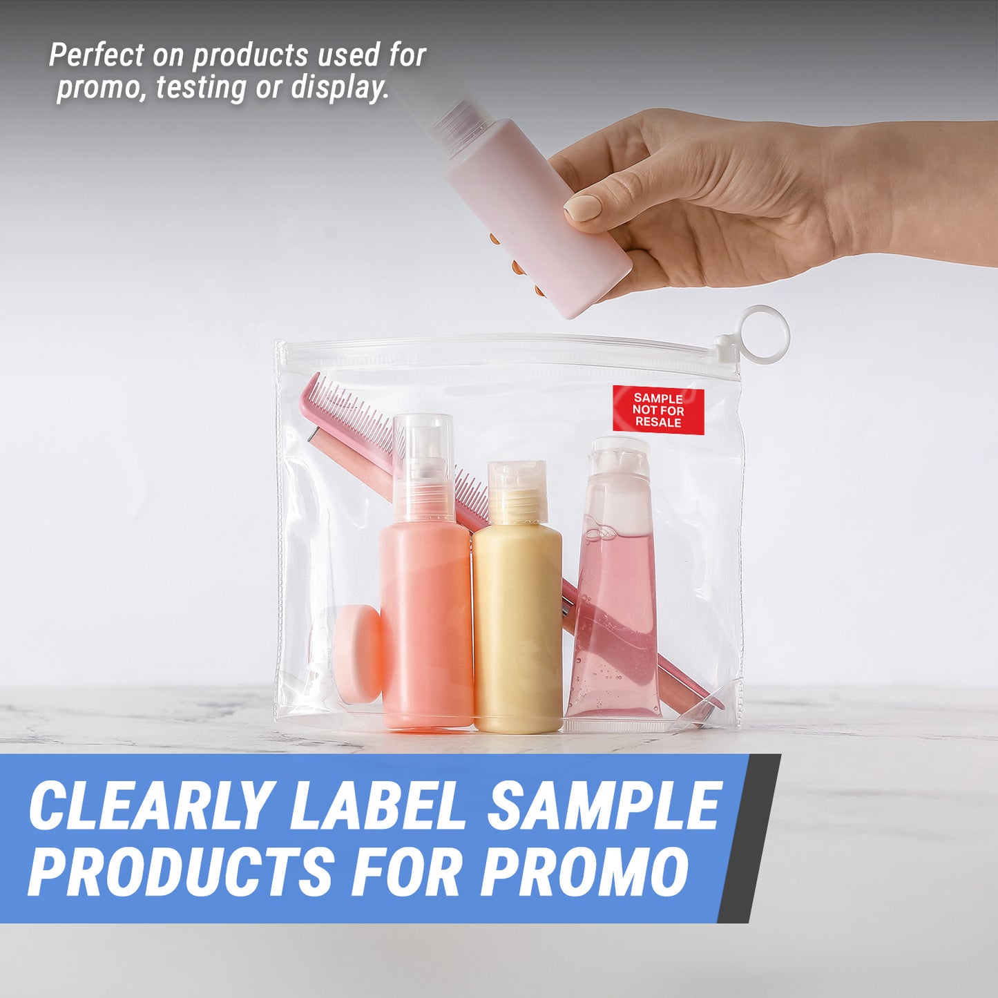2 x 1 inch Product Label: Sample Not for Resale Sticker (600 pcs)