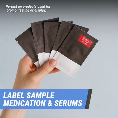 2 x 1 inch Product Label: Sample Not for Resale Sticker (600 pcs)