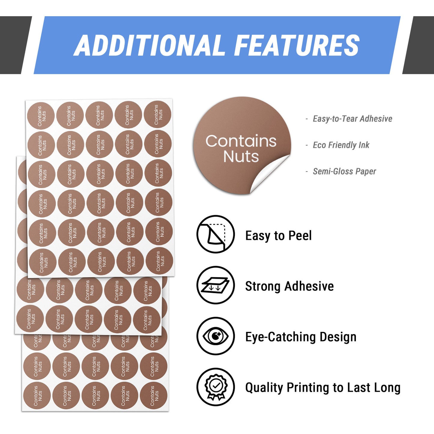 0.75 inch Contains Nuts Food Labels (600 Count)