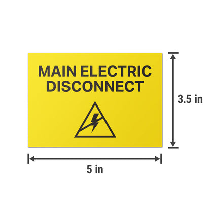 5 x 3.5in Warning Label: Main Electric Disconnect Sticker (600 pcs)