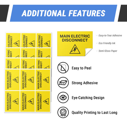 5 x 3.5in Warning Label: Main Electric Disconnect Sticker (600 pcs)