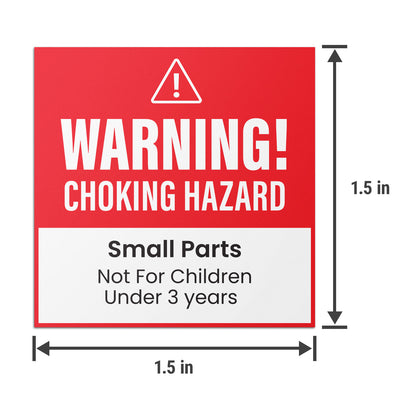 1.5 x 1.5in Child Safety Labels: Small Parts Choking Hazard (600 pcs)