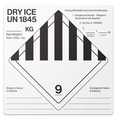 6 x 6in Shipping Labels: Dry Ice UN 1845 Stickers (600 pcs)