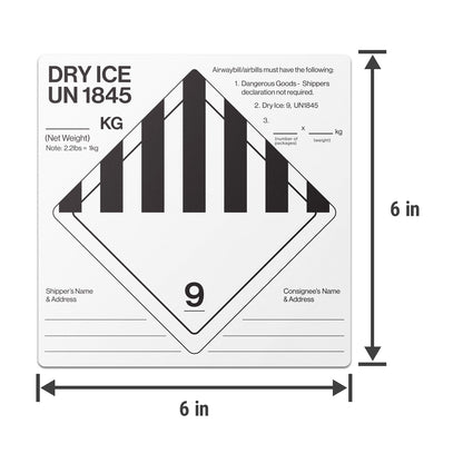 6 x 6in Shipping Labels: Dry Ice UN 1845 Stickers (600 pcs)