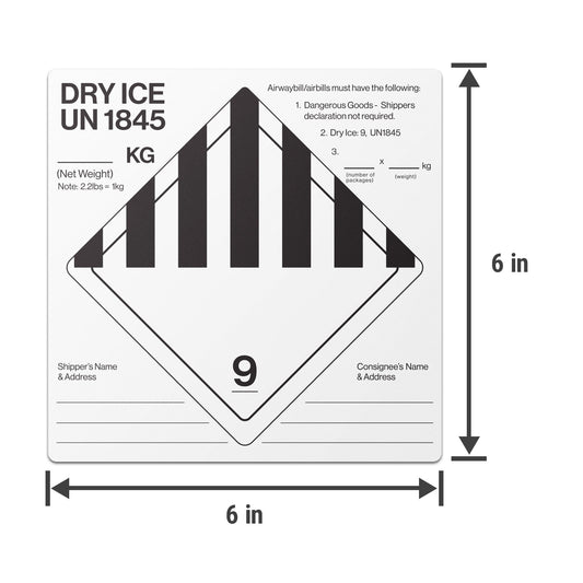6 x 6in Shipping Labels: Dry Ice UN1845 Stickers (600 Count)
