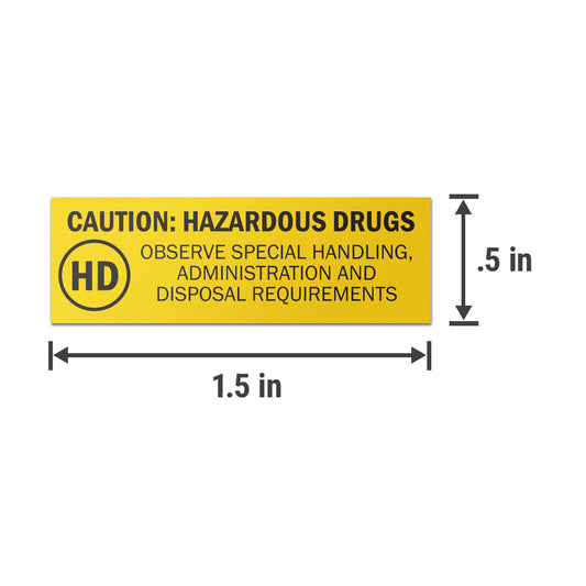 1.5 x 0.5in Medical Stickers: Caution Hazardous Drugs Labels (600 count, Yellow)