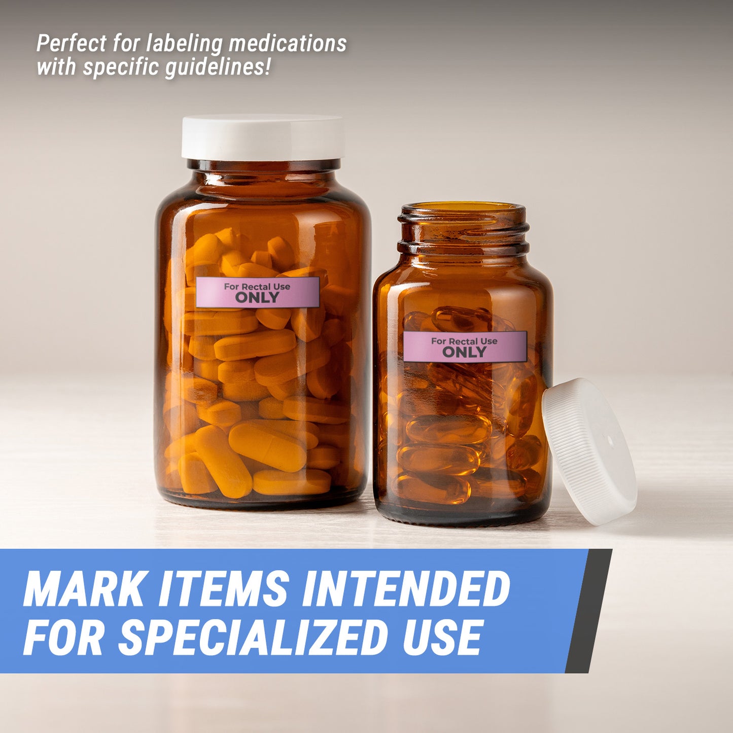 1.5 x 0.375in Medical Stickers: For Rectal Use Only Labels (600 pcs, Red)