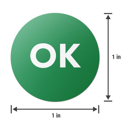1 inch Round Labels: OK Stickers Green (600 pcs)
