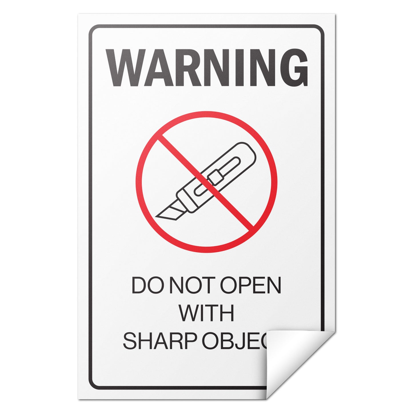2 x 3in Warning Stickers: Do Not Open with Sharp Object Labels (600 pcs)
