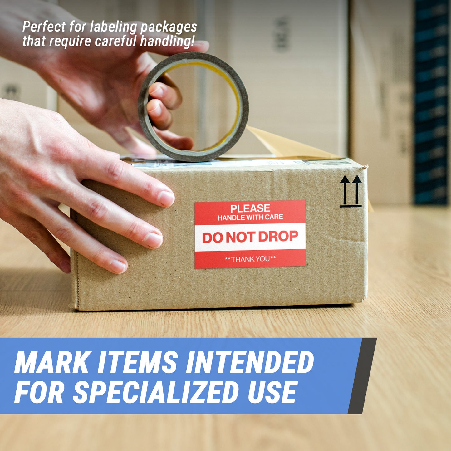 5 x 3in Shipping Sticker: Please Handle With Care Do Not Drop Label (600 pcs)