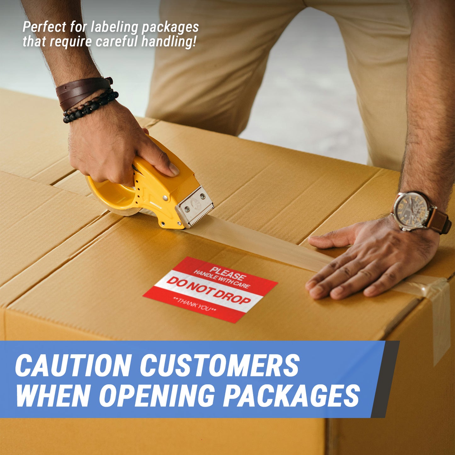5 x 3in Shipping Sticker: Please Handle With Care Do Not Drop Label (600 pcs)