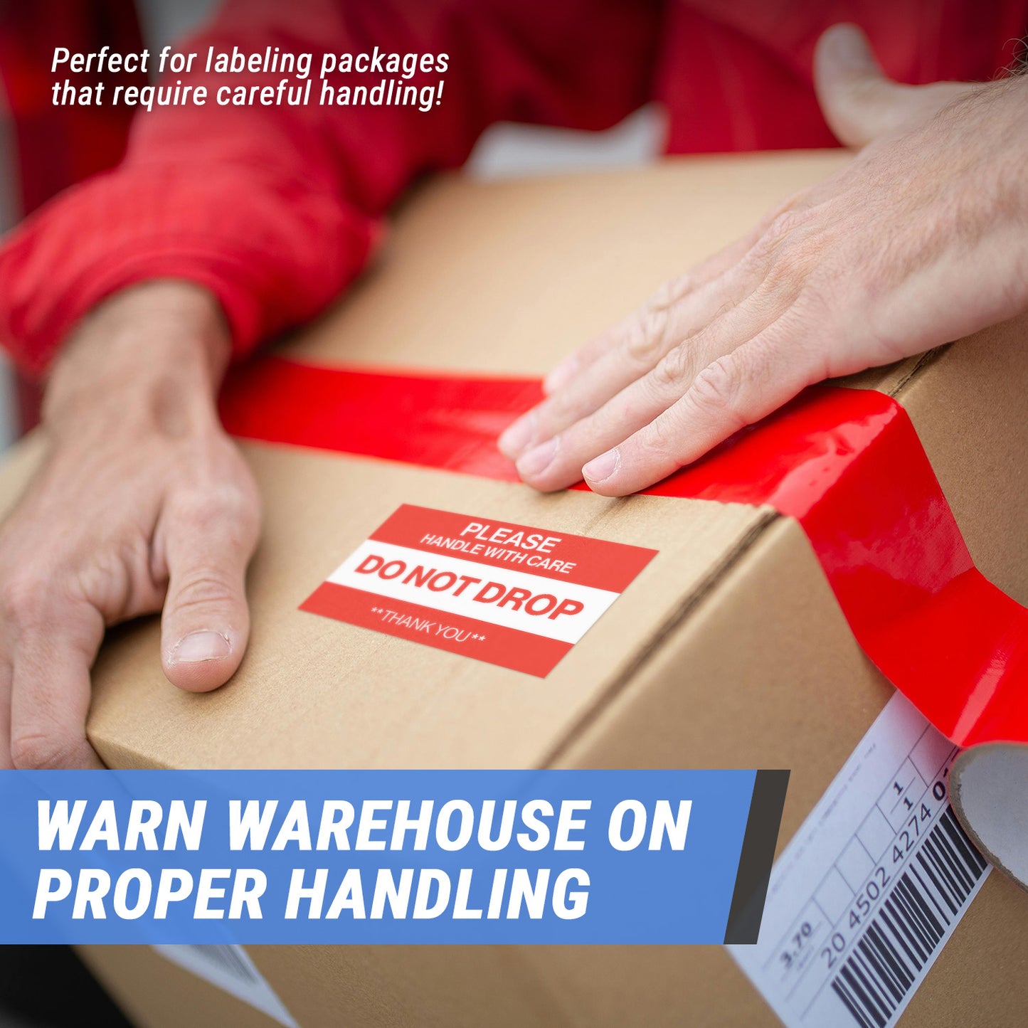 5 x 3in Shipping Sticker: Please Handle With Care Do Not Drop Label (600 pcs)