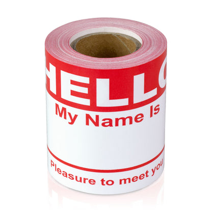 4 x 2.31in Stickers: Hello My Name Is ID Tags (Red)
