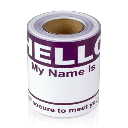 4 x 2.31in Stickers: Hello My Name Is ID Tags (Purple)
