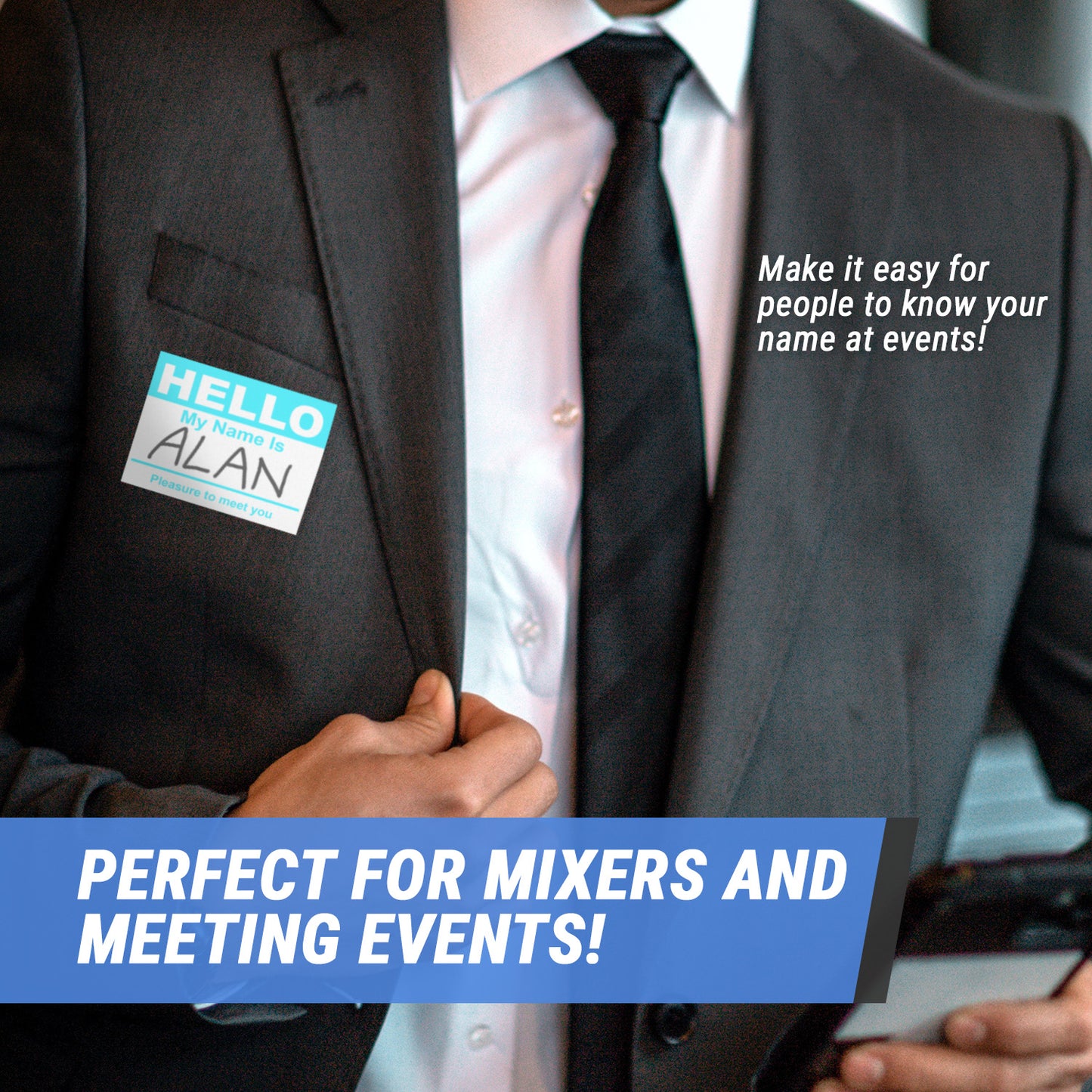 4 x 2.31in Stickers: Hello My Name Is ID Tags (Blue)