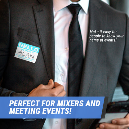 4 x 2.31in Stickers: Hello My Name Is ID Tags (Blue)