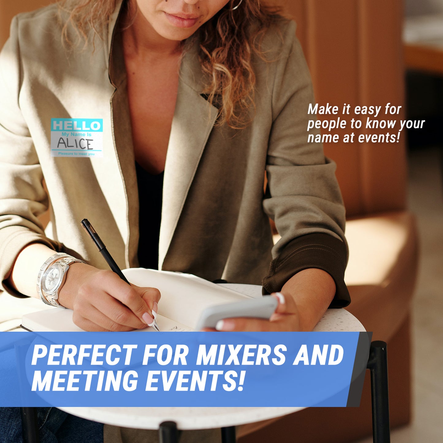 4 x 2.31in Stickers: Hello My Name Is ID Tags (Blue)