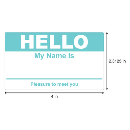 4 x 2.31in Stickers: Hello My Name Is ID Tags (Turquoise)