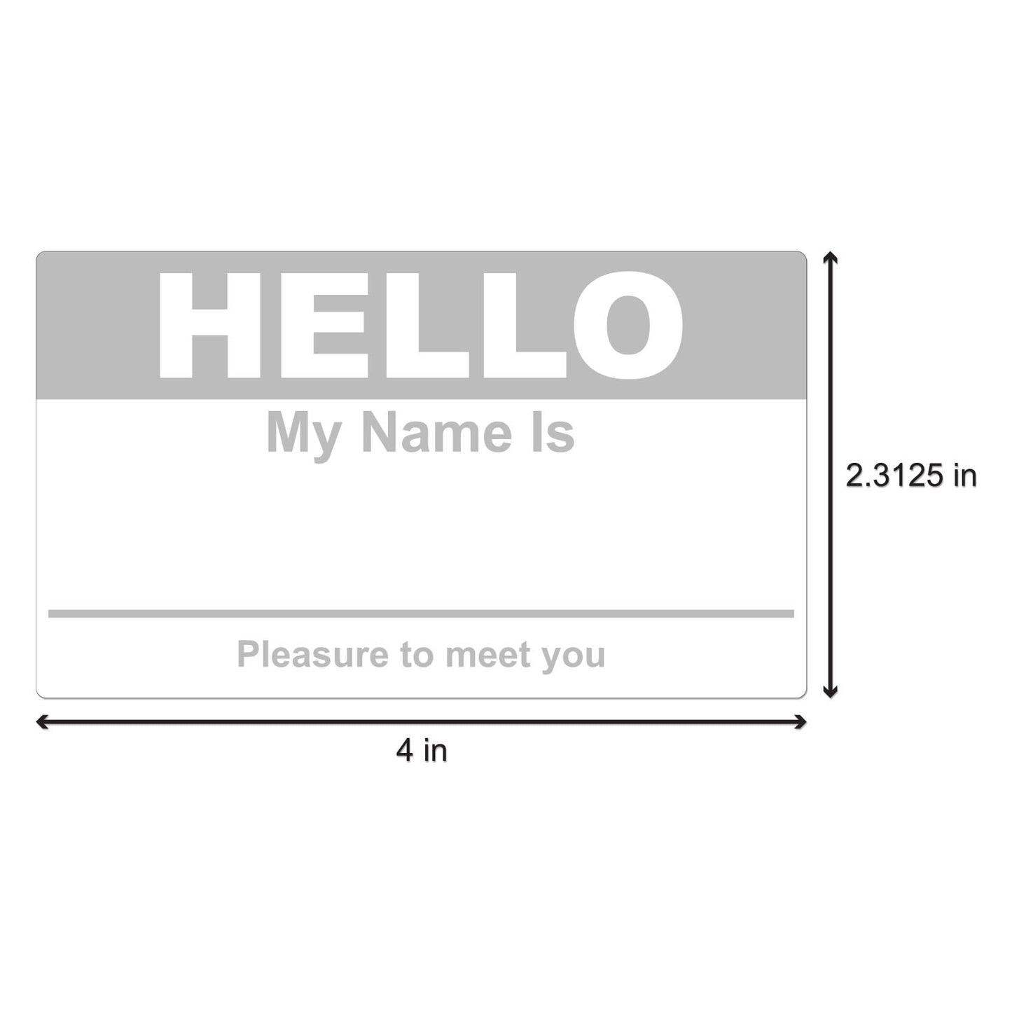 4 x 2.31in Stickers: Hello My Name Is ID Tags (Gray)