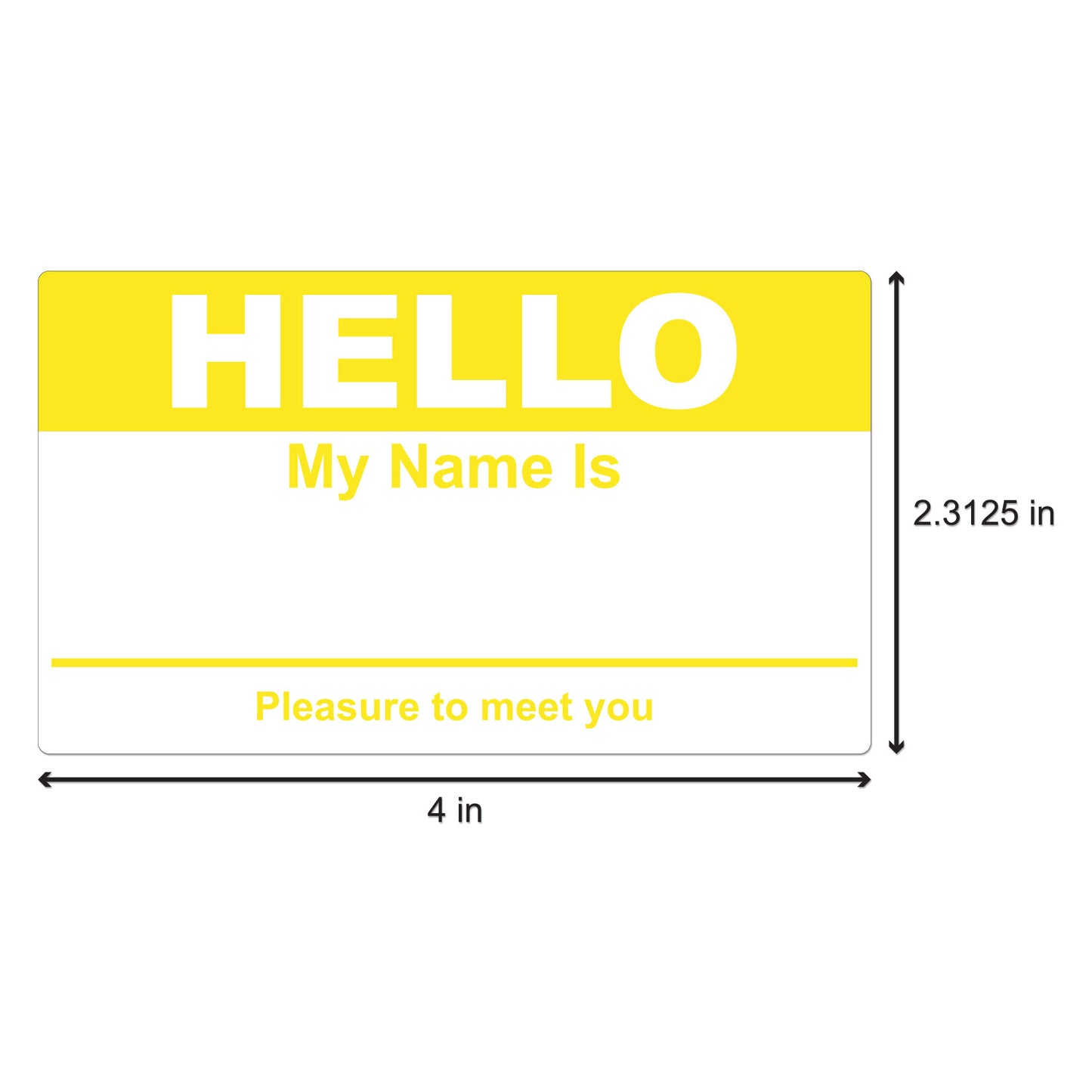 4 x 2.31in Stickers: Hello My Name Is ID Tags (Yellow)