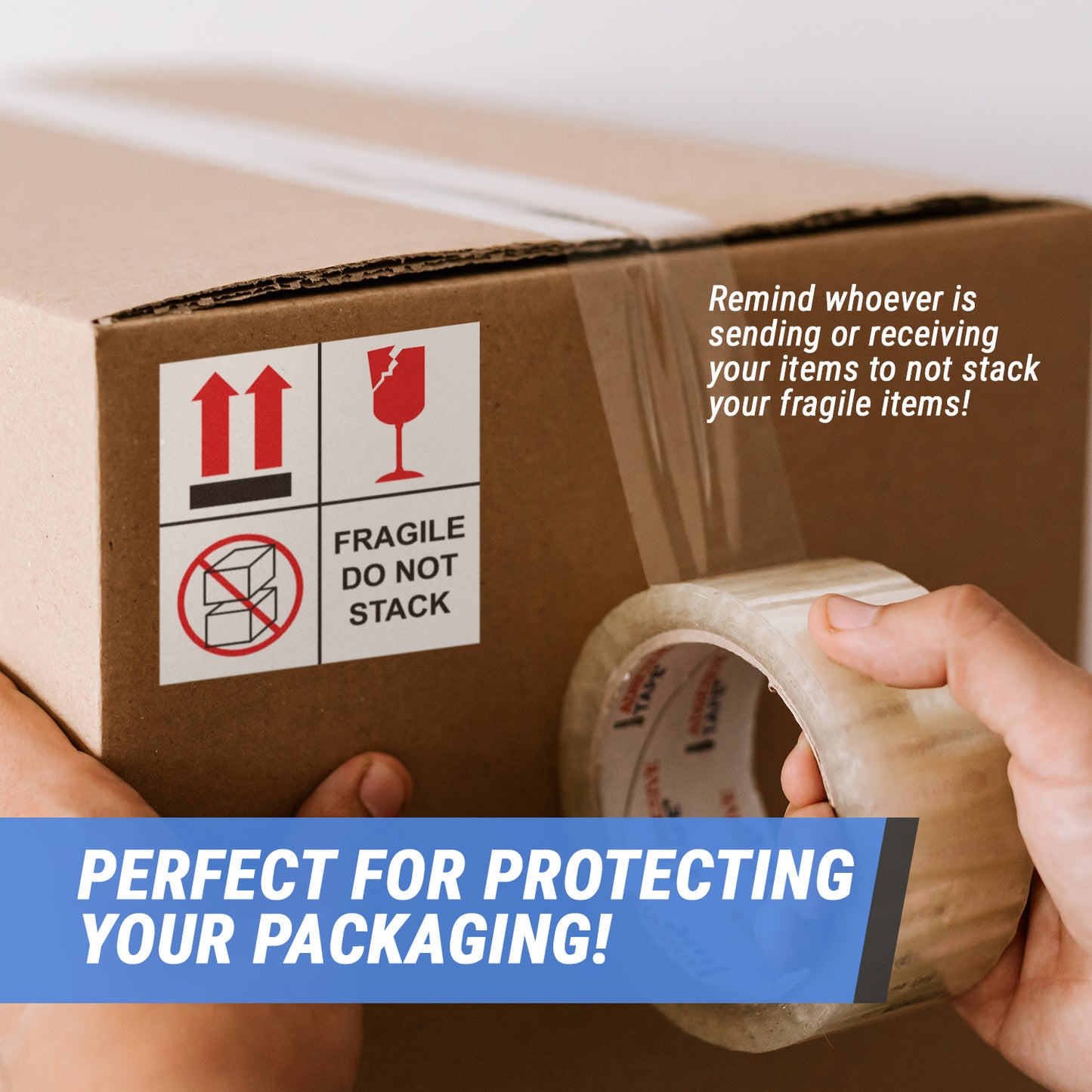 4 x 4in Stickers: Fragile Do Not Stack Labels