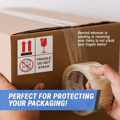 4 x 4in Stickers: Fragile Do Not Stack Labels