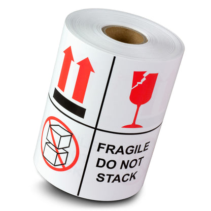 4 x 4in Stickers: Fragile Do Not Stack Labels