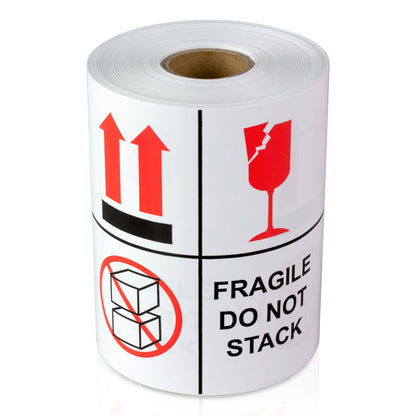 4 x 4in Stickers: Fragile Do Not Stack Labels