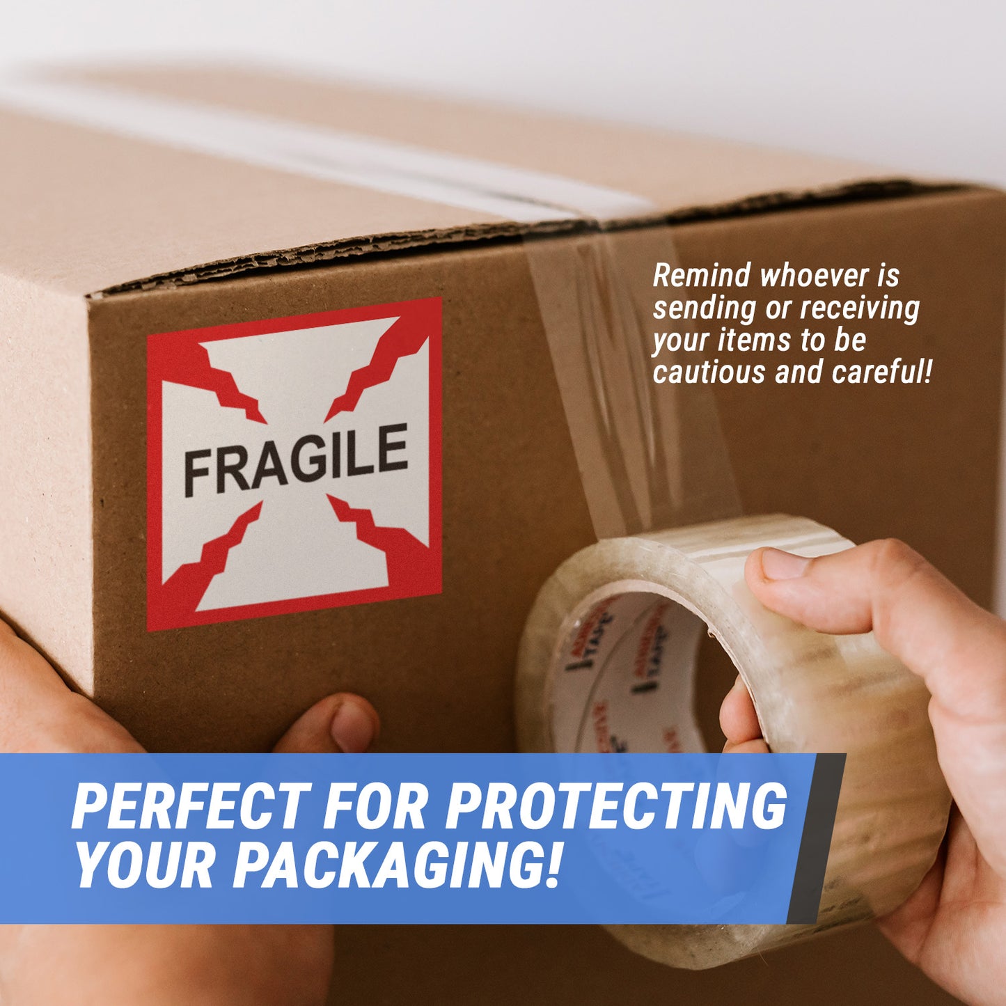 4 x 4in Stickers: Fragile Glass Warning Labels