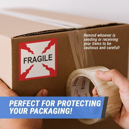 4 x 4in Stickers: Fragile Glass Warning Labels