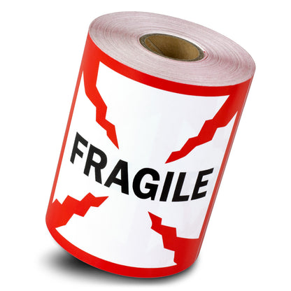 4 x 4in Stickers: Fragile Glass Warning Labels