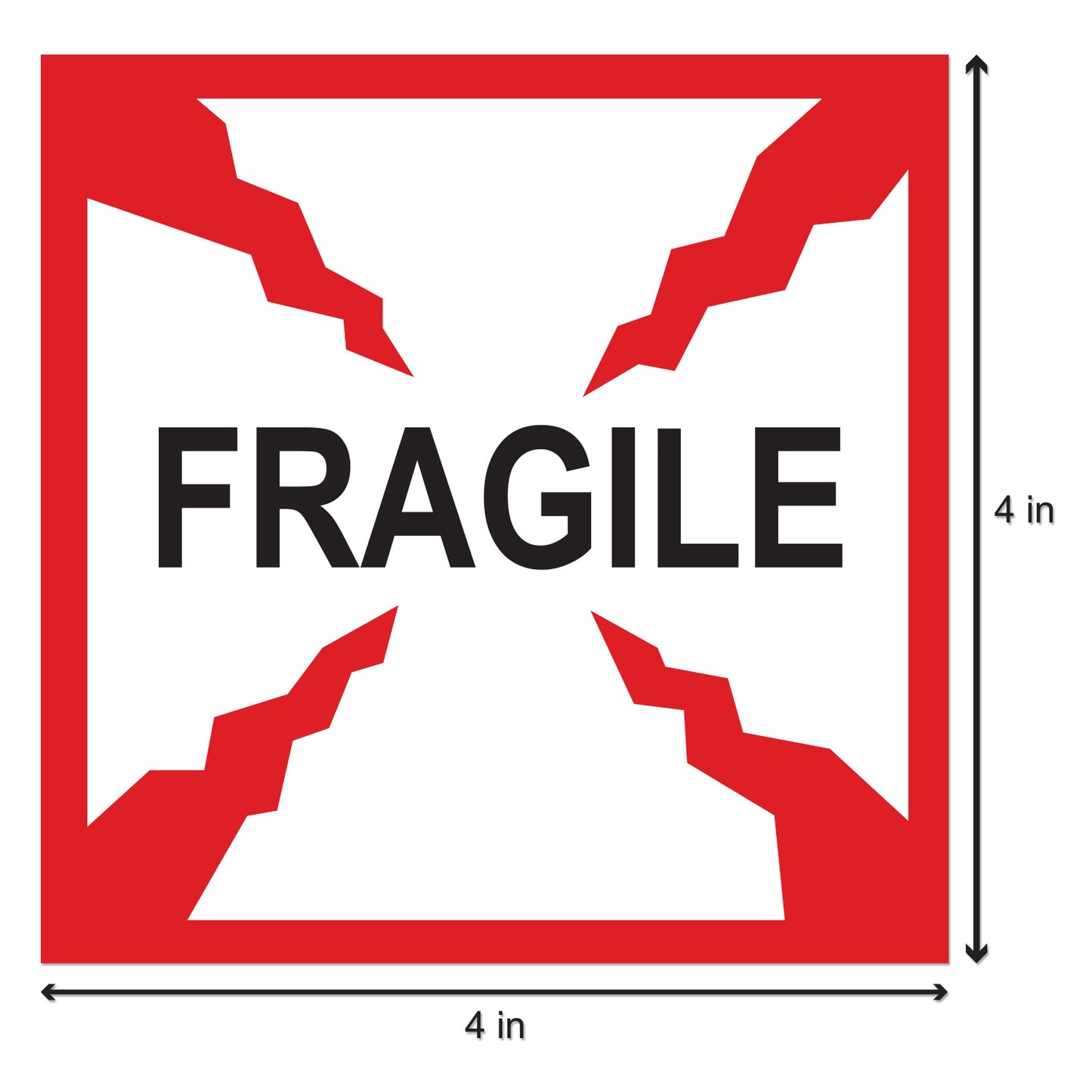 4 x 4in Stickers: Fragile Glass Warning Labels